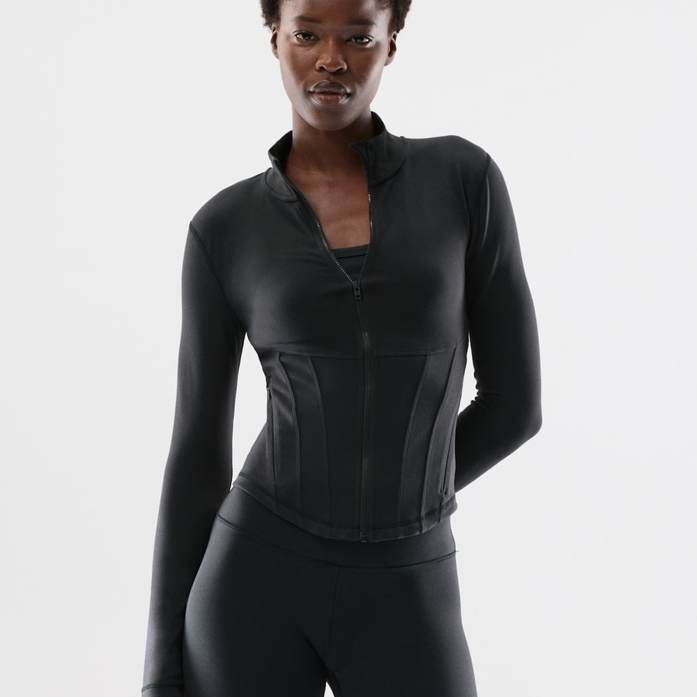 NEW Aritzia TNA Golden LIFE Corset Zip-Up Black - Size XXS
